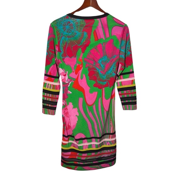 Roberto Cavalli Printed Scoop Neck Long Sleeve Mini Dress Size 44/ Size 8 - Picture 3 of 16